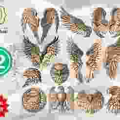 Angel wings of heaven 3D Bundle (12 STL), CNC Router Engraver, Artcam, Aspire, CNC files, Wood, Art, Wall Decor, Cnc  | Eagle Emblems