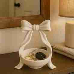 Coquette Bow Catchall Dish | Elegant Key & Jewelry Tray STL for 3D Printing