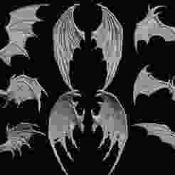 demon wings 8in1 pack for editing and 3d printing