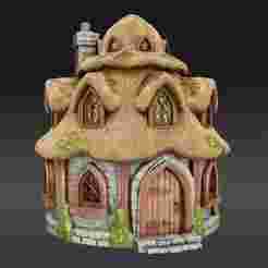 Enchanted Round Cottage – 3D Printable Fantasy House with Thatch Roof
