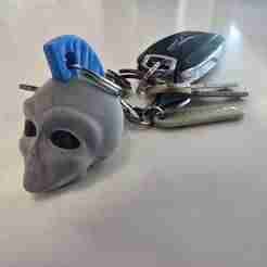 Punk Grey Alien with Mohawk Keychain