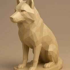 Wolf Statue Low Poly 3D Model