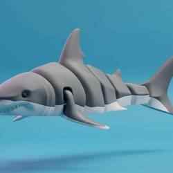 Articulated great white shark