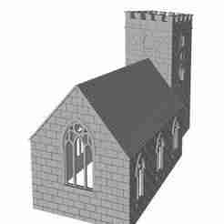 3D Perspective church back facing 1/87 scale