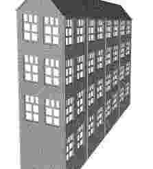 3D Perspective low relief warehouse left hand 1/76 scale