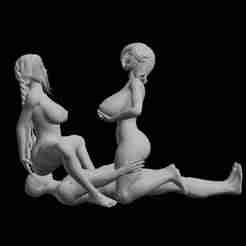 A couple of hot girls riding a guy 3D model for printing
