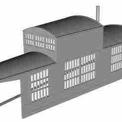 French Type G roundhouse building right end through section 24 road type 1/160 scale