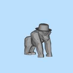 Gorilla with hat art ornaments miniature scene digital model