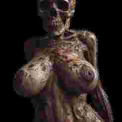 nude female hot dead body creepy corpse zombie big boobs milf curvy skull head bonenipples