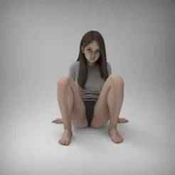 Sitting woman - underwear