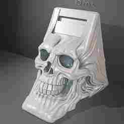 Skull Phone Stand – Unique 3D Printable Gothic Skull Style Smartphone Holder STL