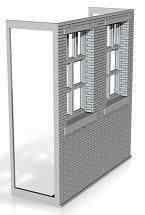 TALL WAREHOUSE base wall with windows (brick version)  1/87 scale
