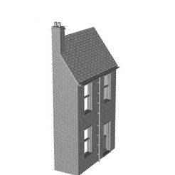 Terrace House Back -Brick (Flemish bond) door on right 1/87 scale