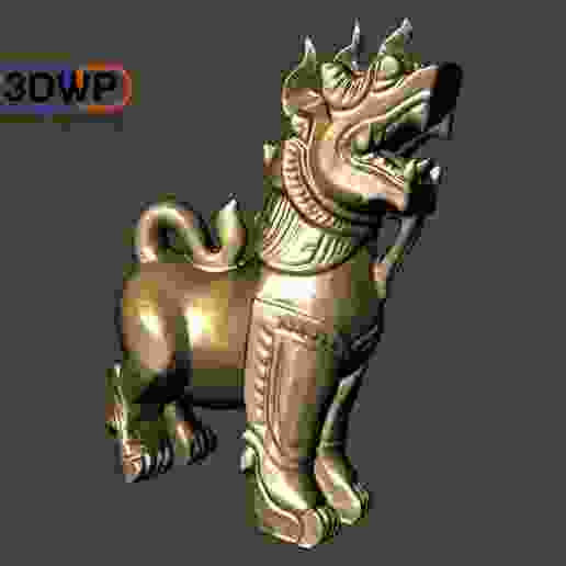 Fu Dog Statue 3D Scan (Chinese Guardian Lion/Thai Lion Singha Wood Carving Sculpture)