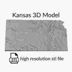 USA State of Kansas Topographic Map - 3D Terrain Elevation - Relief Map - Topography of Kansas