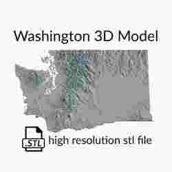 USA State of Washington Topographic Map - 3D Terrain Elevation - Relief Map - Topography of Washington