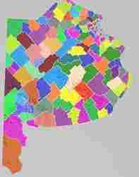 Relief of the province of Buenos Aires with its respective political division.