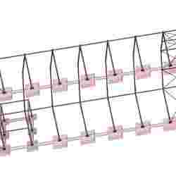 Industrial building with steel structure and foundations