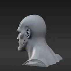 1/12 Scale Bald Brawler Head Sculpt - Intense Grappler Expression for Custom Figures
