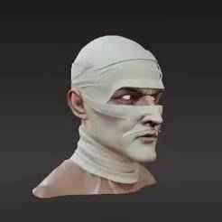 1/12 Scale Bandaged Face Headsculpt for Action Figures - Gritty Comic Style Custom Part