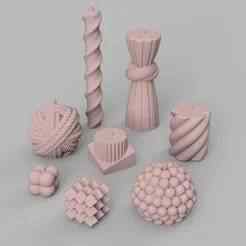 1/12 Scale Miniature Candle STL Set v2 (8 piece) for Dollhouses and Miniature Projects (commercial license)
