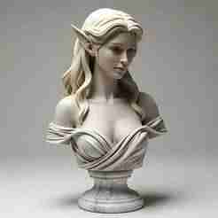 100mm Elf Maiden Bust: Detailed 3D Printable Portrait