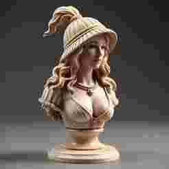 100mm Fantasy Female Bust: Detailed Portrait