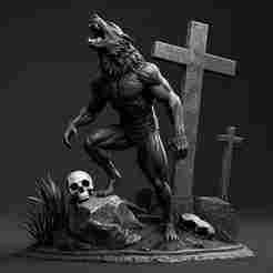 2098 COLORFUL Werewolf Howling - 3D Model, magic, dragon, serpent, mask, gnome, gorgon, venetian carnival, wild, fox, monster, cat, fair, witch, werewolf, horror, beast, snake, troll, skeleton dance