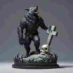 2218 COLORFUL Werewolf Howling - 3D Model, magic, dragon, serpent, mask, gnome, gorgon, venetian carnival, wild, fox, monster, cat, fair, witch, werewolf, horror, beast, snake, troll, skeleton dance