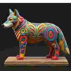2266 Color 3D Model of a Totem-Style Wolf on a Pedestal, pug, dachshund, poodle, cat, dog, monkey, elephant, beagle, bear, lion, fox, faun, pomeranian, troll, platypus, majestic, totem, fantasy, crocodile