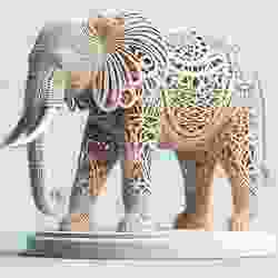 2326  Color 3D Model of a Totem Style  Elephant  pug