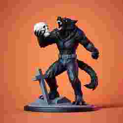 2363  Werewolf Howling  with Skull  3D Model