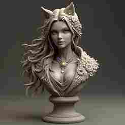 28-32mm Fantasy Busto: Elven Fox Portrait Bust
