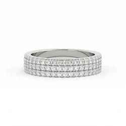 3 row round diamond pave band ring