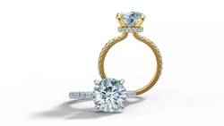 4ct Solitaire Engagement Ring Underhalo 10mm gem 3Dmodel