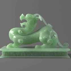 Ancient Chinese Jade Carved Jade Kirin Seal 3D model