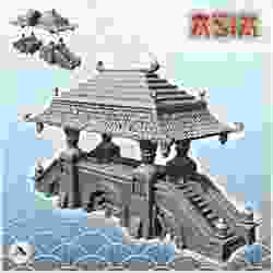 Asian bridge with double stairs and roof (20) - Medieval Asia Feudal Asian Traditionnal Ninja Oriental