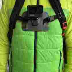 Backpack strap mount for GoPro and other action cameras.