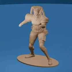 Black Female Fighter with Pigtails