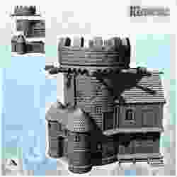 Castellum with stone watchtower and dwelling houses (6) - DnD Wargaming Medieval War of the Rose Saga