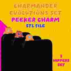 charmander evolutions set Peeker Charm cute "pokemon" (hippers) set for smartphone and kindle 3 pieces