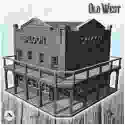 Corner saloon building with wooden balcony (9) - USA America ACW American Civil War History Historical