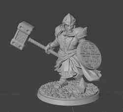 Dwarf Cleric 32mm Fantasy Miniature STL RPGs DnD Pathfinder