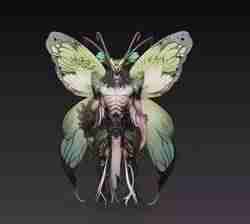 Fantasy Butterfly Warrior Stylized Insectoid Creature  3D Model