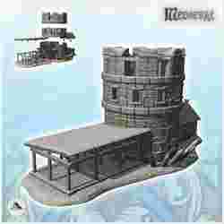 Fortified stone tower with battlements and adjoining dwelling (11) - DnD Wargaming Medieval War of the Rose Saga