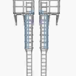 Hooped Ladders with platform for Oil Tanks Buildings Factories Model Railway OO 1/76 - PAIR - READY TO PRINT
