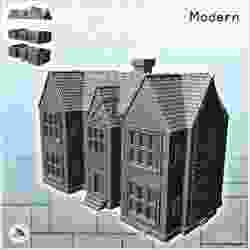 Large modern house with two wings, majestic entrance and vegetation (7) - Modern WW2 WW1 World War Diaroma Wargaming RPG