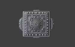 ornamental scrollwork square mandala silver ring