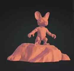 Rabbit on Mountain 3D Model Realistic Animal Sculpture