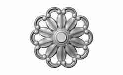 Ribbed rosette carved round eternity corner scroll relief